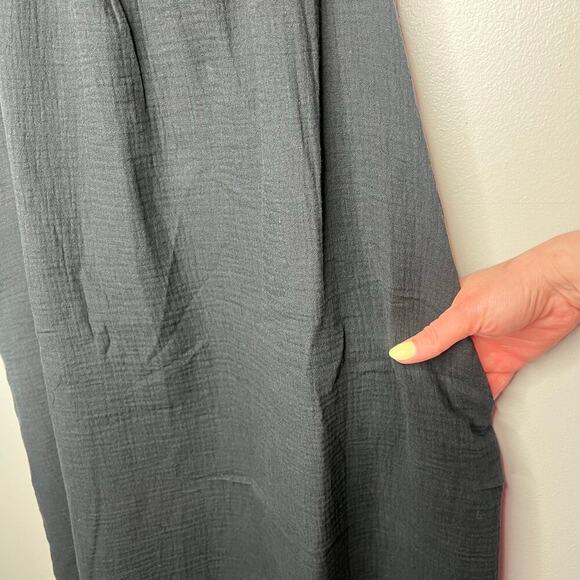 Sol Angeles Long Gauzy Maxi Dress Black M/L Swim Cover Tieback $128 NWT Flowy - Picture 5 of 13